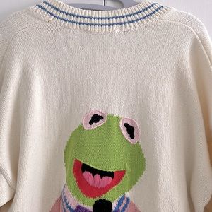 Rare Kermit The Frog Zara Knit Cardigan 
